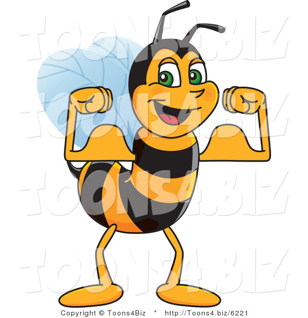 Vector Illustration of a Worker Bee Mascot Flexing
