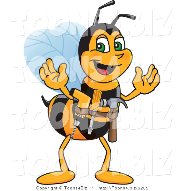 Vector Illustration of a Worker Bee Mascot Handyman