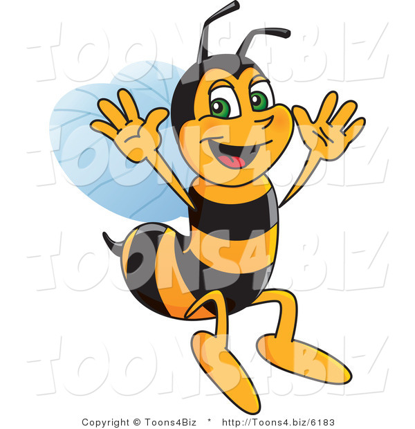 Vector Illustration of a Worker Bee Mascot Jumping