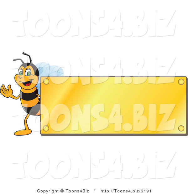 Vector Illustration of a Worker Bee Mascot Logo Mascot with a Gold Plaque
