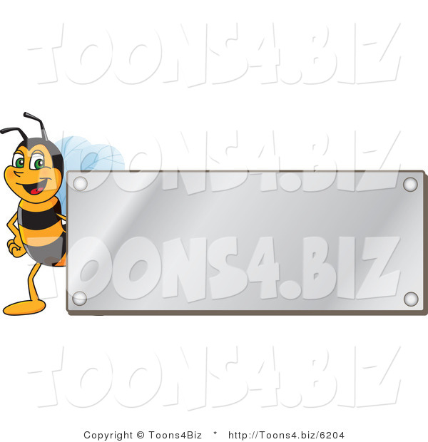Vector Illustration of a Worker Bee Mascot Logo Mascot with a Silver Plaque