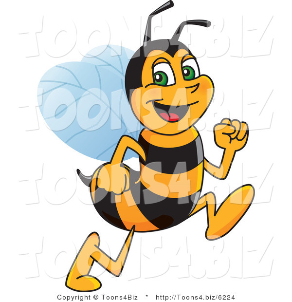 Vector Illustration of a Worker Bee Mascot Running