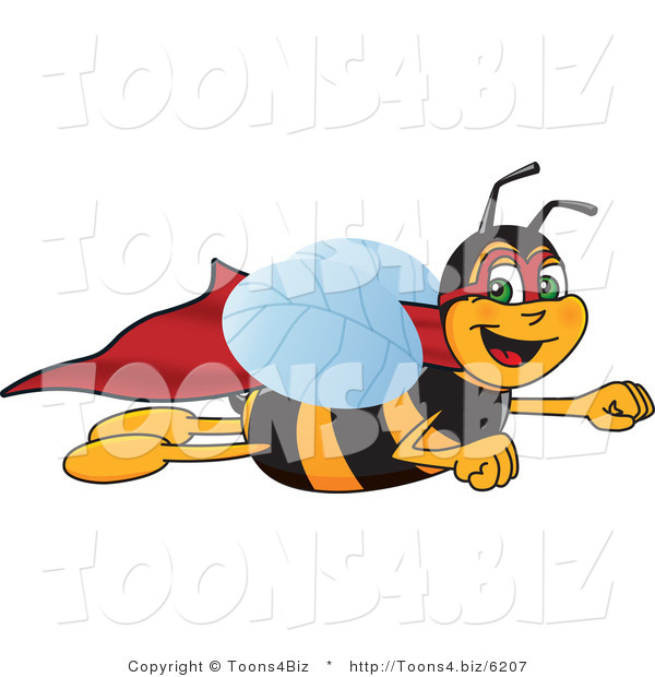 Vector Illustration of a Worker Bee Mascot Super Hero