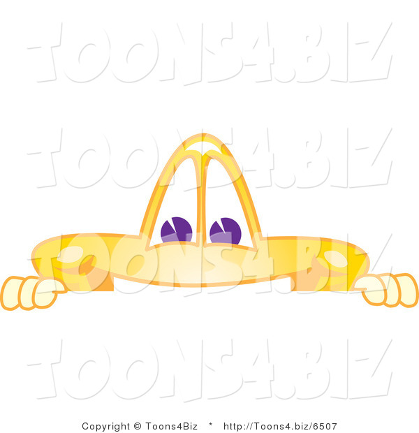 Vector Illustration of a Yellow Cartoon Star Mascot Looking over a Blank Sign