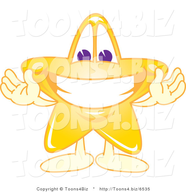 Vector Illustration of a Yellow Cartoon Star Mascot Welcoming