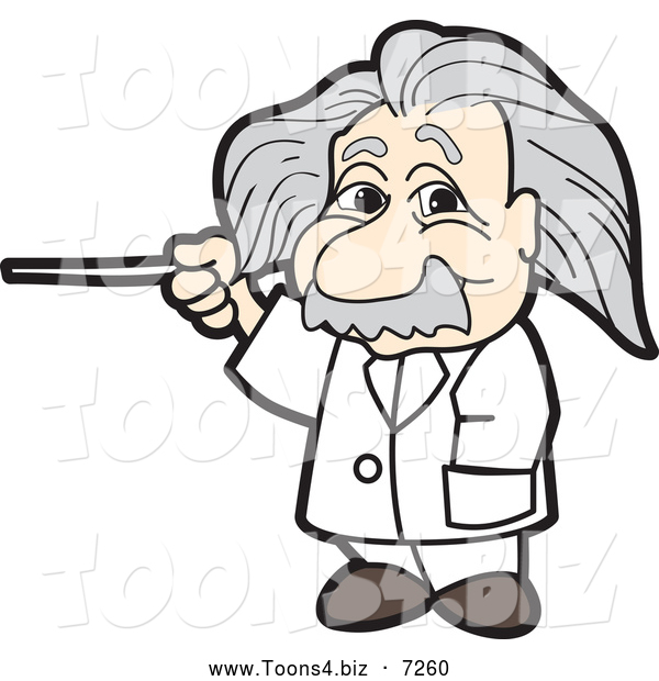 Vector Illustration of an Albert Einstein Scientist Using a Pointer Stick