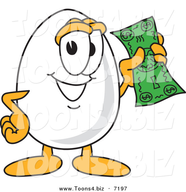 Vector Illustration of an Egg Mascot Holding a Dollar Bill