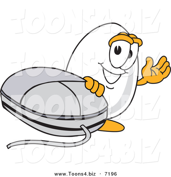 Vector Illustration of an Egg Mascot Waving by a Computer Mouse