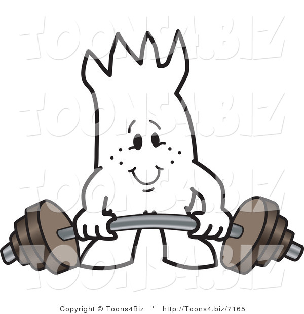 Vector Illustration of an Outlined Cartoon Character Lifting Heavy Barbell Weights