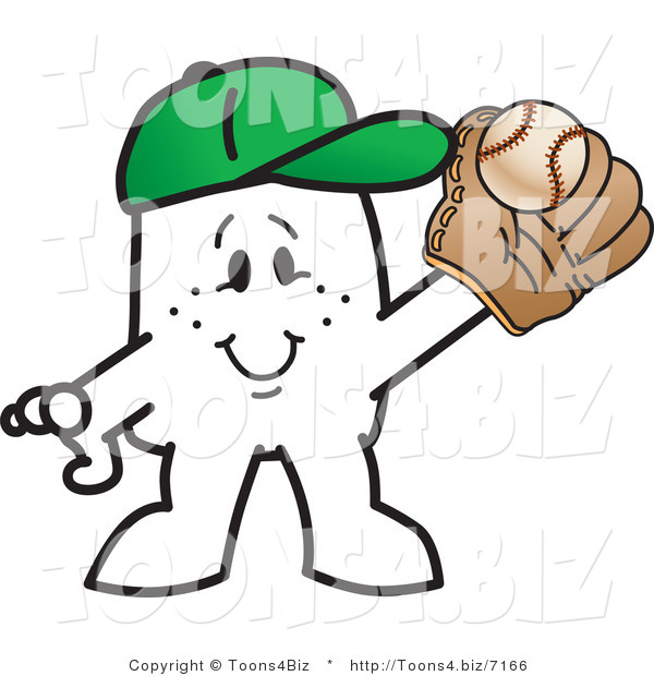 Vector Illustration of an Outlined Cartoon Character Playing Baseball