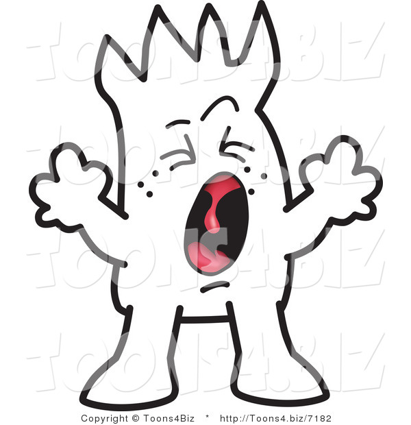 Vector Illustration of an Screaming Outlined Cartoon Character