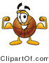 Illustration of a Basketball Mascot Flexing His Arm Muscles by Mascot Junction