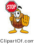Illustration of a Basketball Mascot Holding a Stop Sign by Mascot Junction