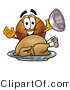Illustration of a Basketball Mascot Serving a Thanksgiving Turkey on a Platter by Mascot Junction
