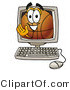 Illustration of a Basketball Mascot Waving from Inside a Computer Screen by Toons4Biz
