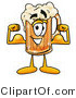 Illustration of a Beer Mug Mascot Flexing His Arm Muscles by Toons4Biz