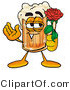 Illustration of a Beer Mug Mascot Holding a Red Rose on Valentines Day by Mascot Junction