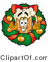 Illustration of a Beer Mug Mascot in the Center of a Christmas Wreath by Mascot Junction