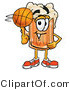 Illustration of a Beer Mug Mascot Spinning a Basketball on His Finger by Mascot Junction
