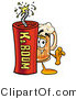 Illustration of a Beer Mug Mascot Standing with a Lit Stick of Dynamite by Toons4Biz