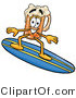 Illustration of a Beer Mug Mascot Surfing on a Blue and Yellow Surfboard by Mascot Junction