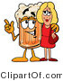 Illustration of a Beer Mug Mascot Talking to a Pretty Blond Woman by Toons4Biz