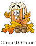 Illustration of a Beer Mug Mascot with Autumn Leaves and Acorns in the Fall by Mascot Junction
