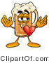 Illustration of a Beer Mug Mascot with His Heart Beating out of His Chest by Mascot Junction