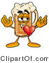 Illustration of a Beer Mug Mascot with His Heart Beating out of His Chest by Toons4Biz