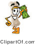 Illustration of a Bone Mascot Holding a Dollar Bill by Mascot Junction