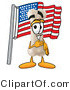 Illustration of a Bone Mascot Pledging Allegiance to an American Flag by Mascot Junction