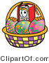 Illustration of a Book Mascot in an Easter Basket Full of Decorated Easter Eggs by Mascot Junction