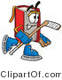 Illustration of a Book Mascot Playing Ice Hockey by Mascot Junction