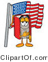 Illustration of a Book Mascot Pledging Allegiance to an American Flag by Mascot Junction