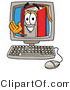 Illustration of a Book Mascot Waving from Inside a Computer Screen by Toons4Biz