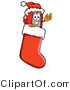 Illustration of a Book Mascot Wearing a Santa Hat Inside a Red Christmas Stocking by Mascot Junction