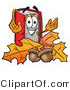 Illustration of a Book Mascot with Autumn Leaves and Acorns in the Fall by Mascot Junction