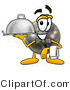 Illustration of a Bowling Ball Mascot Dressed As a Waiter and Holding a Serving Platter by Mascot Junction