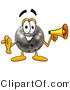 Illustration of a Bowling Ball Mascot Holding a Megaphone by Mascot Junction