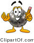 Illustration of a Bowling Ball Mascot Holding a Pencil by Mascot Junction