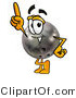 Illustration of a Bowling Ball Mascot Pointing Upwards by Mascot Junction