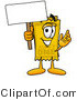 Illustration of a Cartoon Admission Ticket Mascot Holding a Blank Sign by Mascot Junction