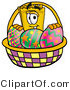 Illustration of a Cartoon Admission Ticket Mascot in an Easter Basket Full of Decorated Easter Eggs by Mascot Junction