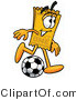 Illustration of a Cartoon Admission Ticket Mascot Kicking a Soccer Ball by Mascot Junction