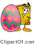 Illustration of a Cartoon Admission Ticket Mascot Standing Beside an Easter Egg by Mascot Junction