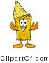 Illustration of a Cartoon Admission Ticket Mascot Wearing a Birthday Party Hat by Mascot Junction