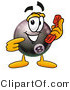 Illustration of a Cartoon Billiard 8 Ball Masco Holding a Telephone by Mascot Junction