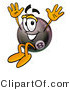 Illustration of a Cartoon Billiard 8 Ball Masco Jumping by Mascot Junction