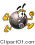 Illustration of a Cartoon Billiard 8 Ball Masco Running by Mascot Junction