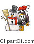 Illustration of a Cartoon Billiard 8 Ball Masco with a Snowman on Christmas by Mascot Junction